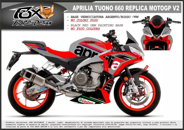 ADESIVI stickers moto KIT per APRILIA TUONO 660 silver red replica motogp 2023