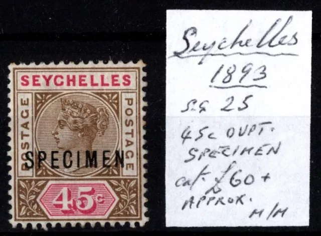 SEYCHELLES 1893 S.G. 25 45c OVERPRINT SPECIMEN M/M HW36