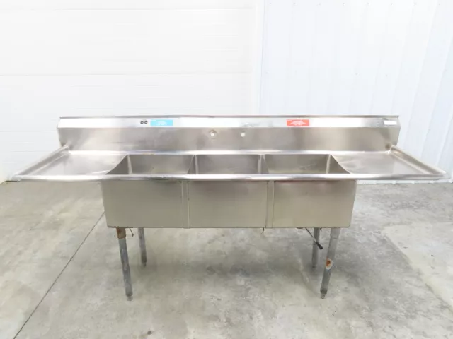 John Boos Stainless Steel 3 Bay Sink 18x18" Compartment Dual 16" Drainboard 18G