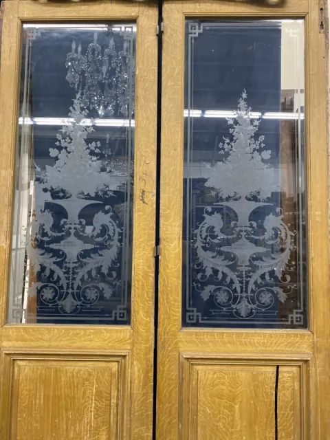 Etched Glass French Parlor Doors 97x63 Two Doors At 97x 31.5 Ea 2