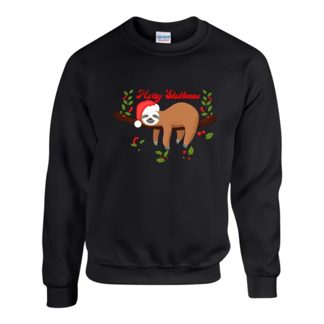 Merry Slothmas Jumper Christmas Funny Lazy Sloth Ugly Xmas Sweatshirt Unisex Top