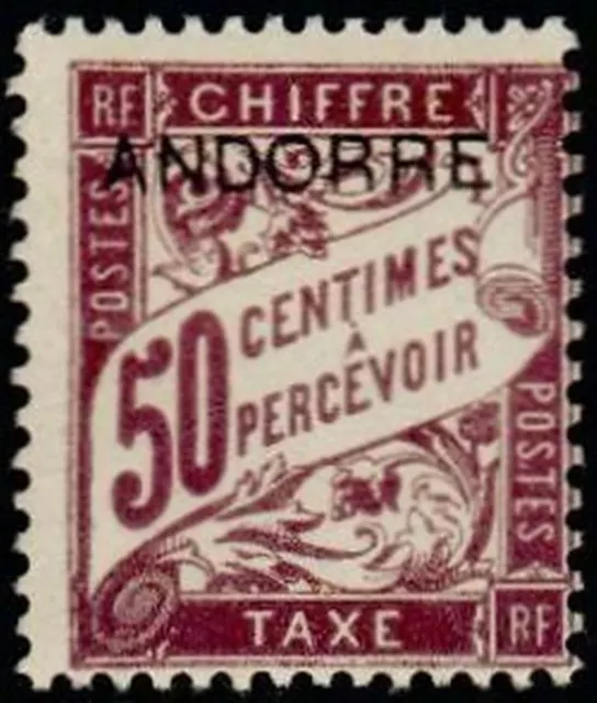 ANDORRE FRANCAIS STAMP TIMBRE TAXE N° 4 " TIMBRE DE 1893 50c " NEUF xx TTB