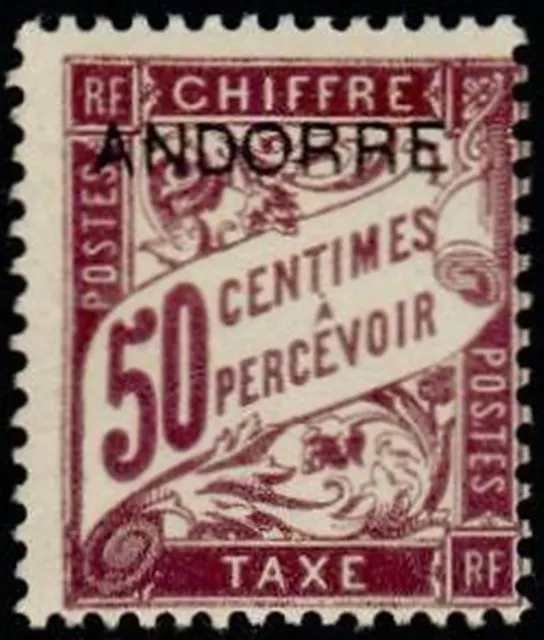 ANDORRE FRANCAIS STAMP TIMBRE TAXE YVERT N° 4 " TIMBRE DE 1893 50c " NEUF xx TTB