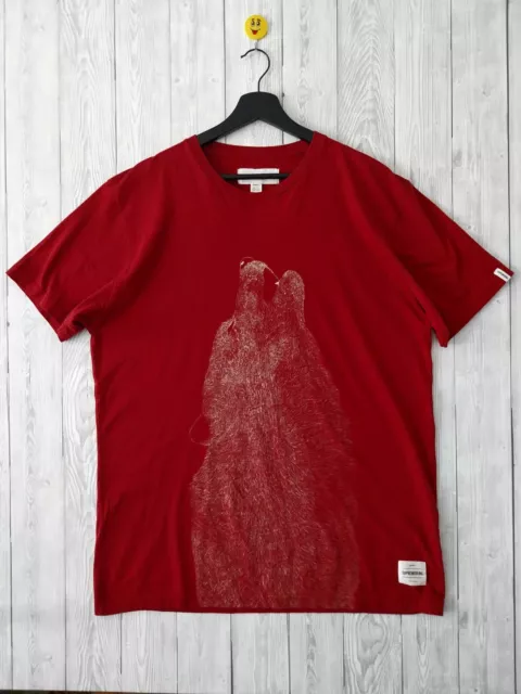 Supremebeing Bear Graphic Print Burgundy Short Sleeve T-Shirt Size XL