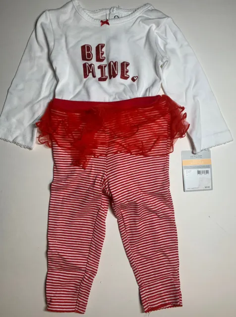 Carters Baby Girl 2PC Be Mine Size 12 Months Bodysuit Red Tutu Leggings Set New