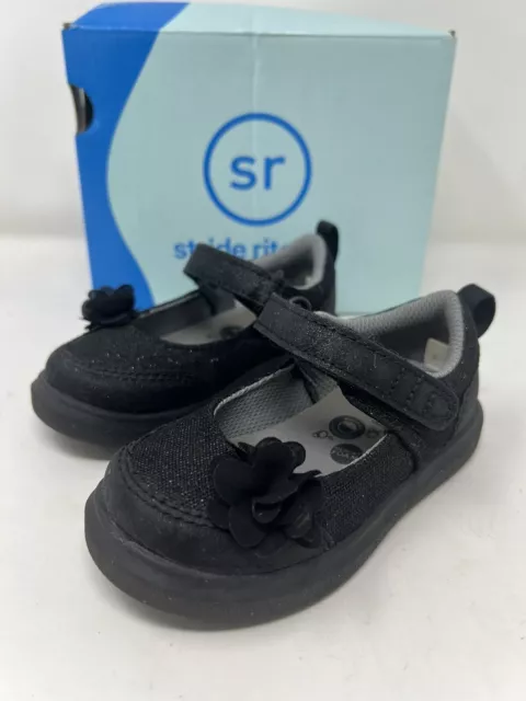 Stride Rite 360 Gemma Black Sparkly Toddler Girls Shoes Maryjane Sz 6M