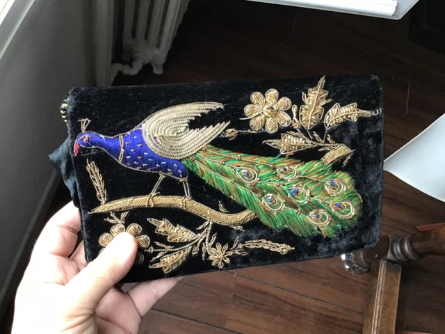 Minaudière Vintage Signée AM - Bakélite, Velours Orange - Occasion Déco