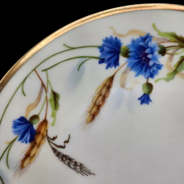 Antique Beyer & Bock Royal Rudolstadt Prussia Porcelain 8 1/2” Plate Blue Gold 2