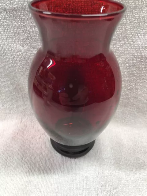 Vintage Anchor Hocking Ruby Red Flower Vase