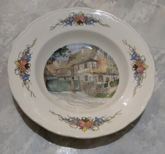 Assiette creuse Obernai Sarreguemines H Loux 4 Fleurs
