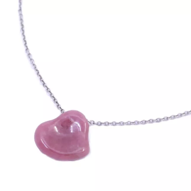 Tiffany & Co. Elsa Peretti Heart Bean Necklace Pink Jade USED from japan