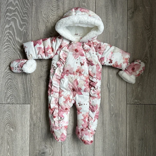 Ted Baker baby girl floral snowsuit with ruffles size 3-6 months