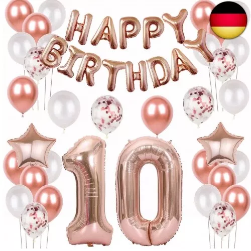 Luftballons 10. Geburtstag deko mädchen Rosegold Folienballon 10 jahre