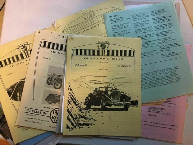California MG Register Documents - Loc3-22 - Free Shipping