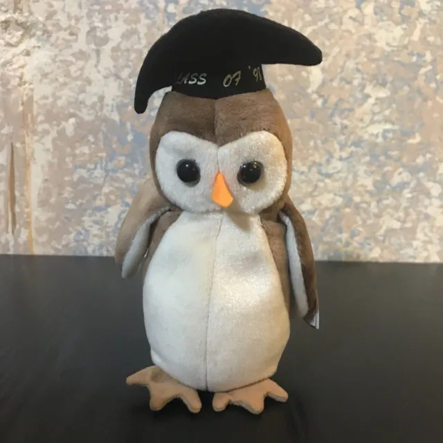 TY Beanie Babies Wise the 1998 graduation Owl - FREE SHIPPING