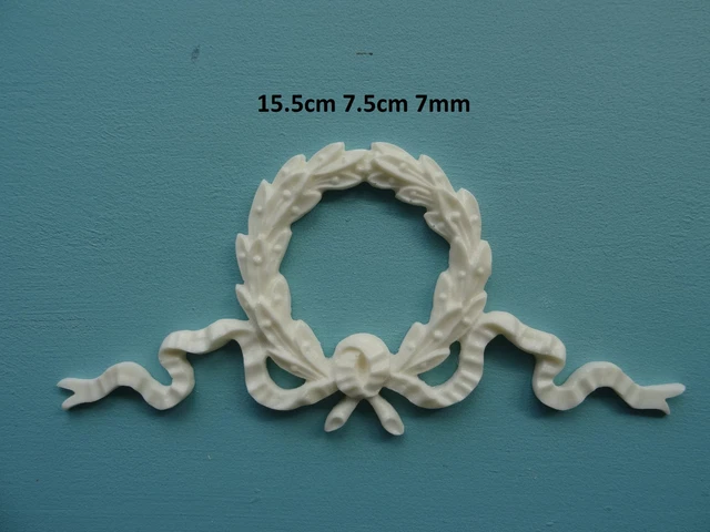 Decorative Birds On Heart Resin Onlay Applique – Furniture Moulding P15 – Off White