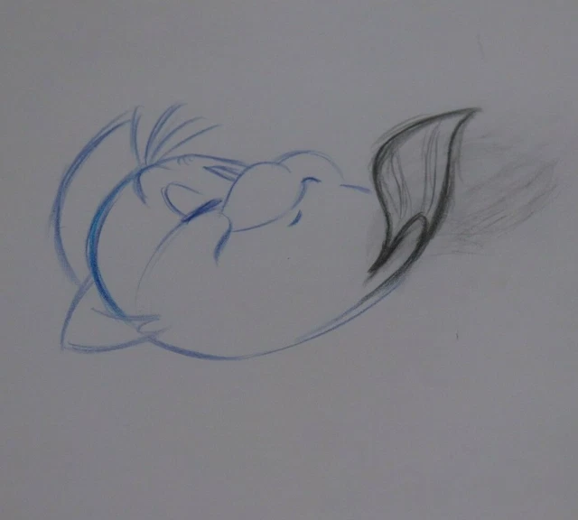 DISNEY LITTLE MERMAID Flounder Production Cel Animation Drawing 104.98