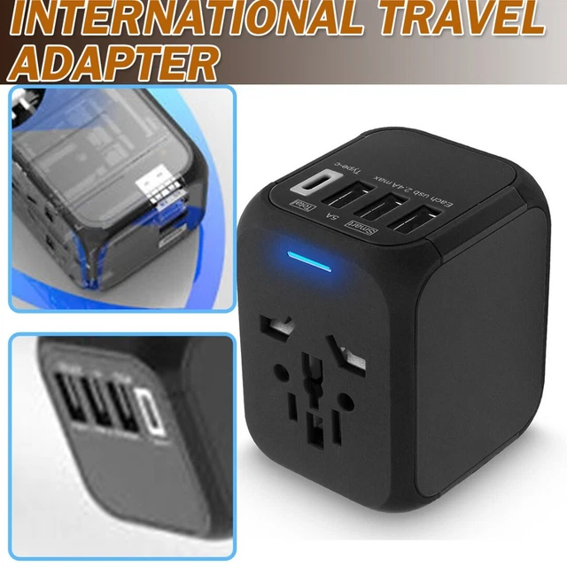 International Travel Adapter 3 USB Type-C Wall Power Charger 5A Worldwide K 2