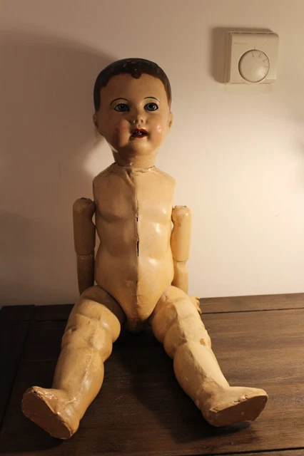 Grande Poupée Ancienne Paris – 70 Cm, Yeux Bleus Fixes, Marquage Nuque, France