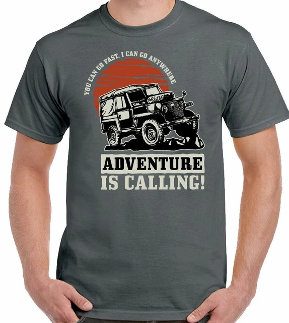 T-shirt Land Rover Defender Uomo Funny Off Roading 4X4 SVX Adventure Is Calling