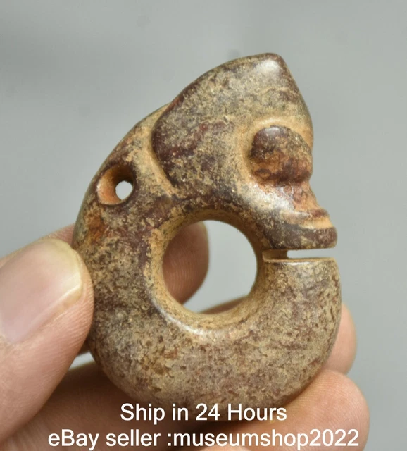 2 " Old Chinese Hongshan culture Carving Pig Dragon Pendant