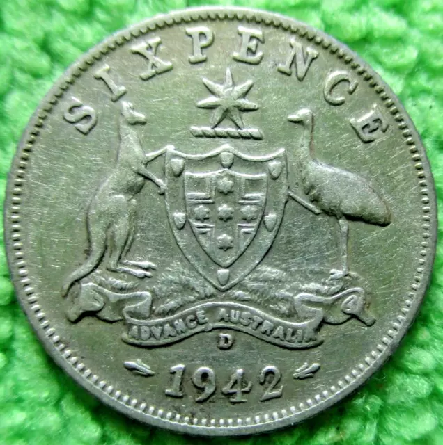 1942d AUSTRALIAN SIXPENCE - SILVER -   # 27/`12/23