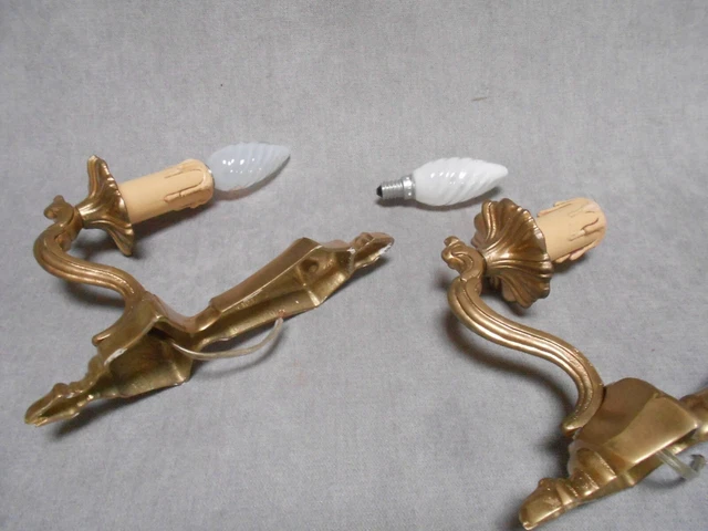 Vintage Pair of French Bronze wall Light SCONCES 5