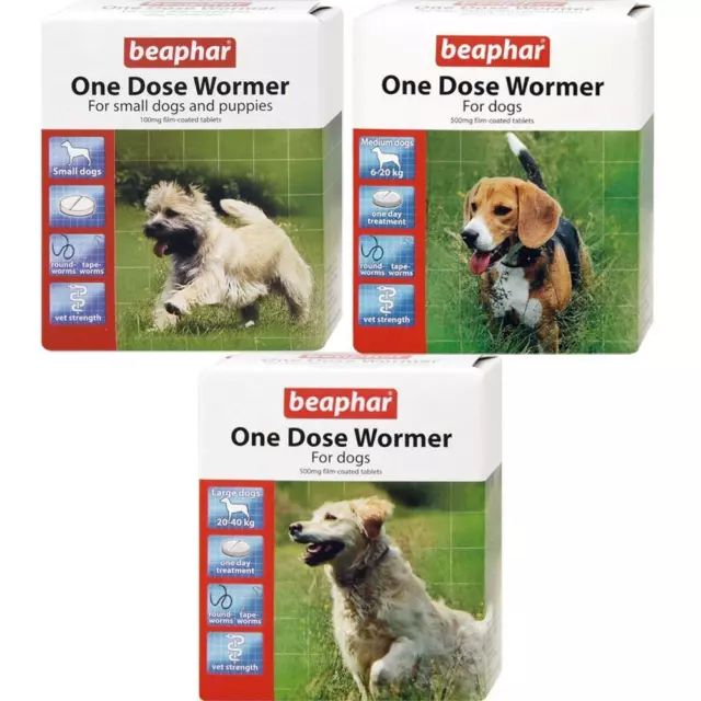 Beaphar One Dose Wormer Tablets for Puppies Small, Medium & Large Dogs