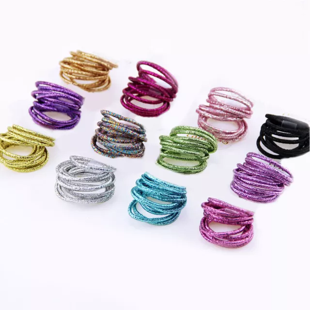 10pcs Glitter Shiny Kids Girl Elastic Hair Band Rubber Band Tie Ponytail Holder