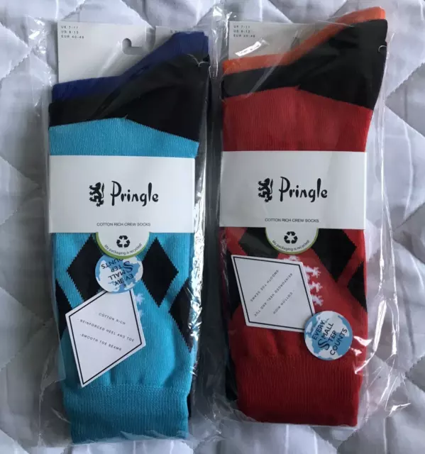 Pringle Men’s Socks Size 7-11 Cotton & Recycled Polyester Patterned New & Sealed