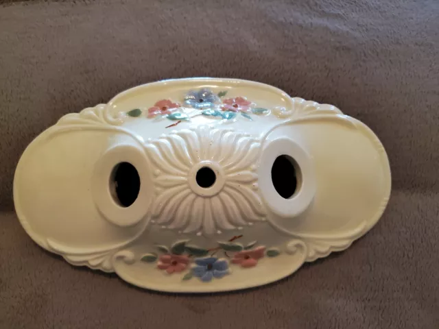 Antique Vtg Art Deco Flush Mount Ceiling Fixture Light Porcelain Ceramic 11".