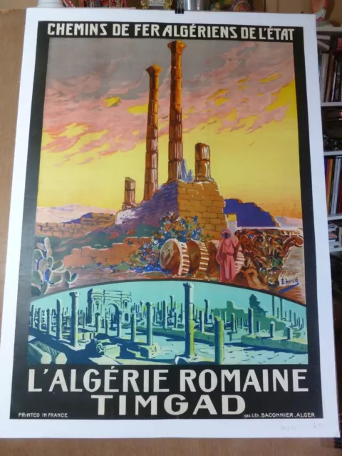 Belle  Affiche Ancienne 1925 Chemin de Fer Algeriens TIMGAD par E HERZIG