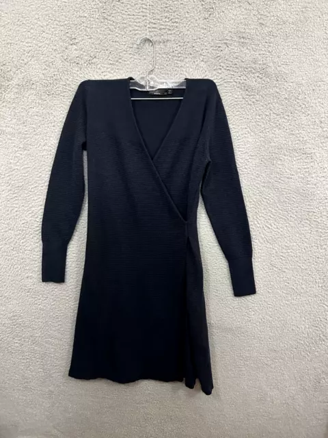 PrAna Sweater Dress Womens Extra Small Blue Faux Wrap Long Sleeve Knit Ladies