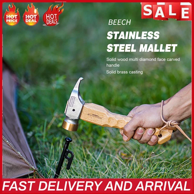 Campinghammer Zelthammer Stake Puller Hammer mit Riemen (Stahl + Kupfer)