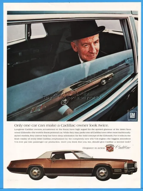 1968 Cadillac Fleetwood Eldorado Brown White Top ELEGANCE IN ACTION 1967 ad