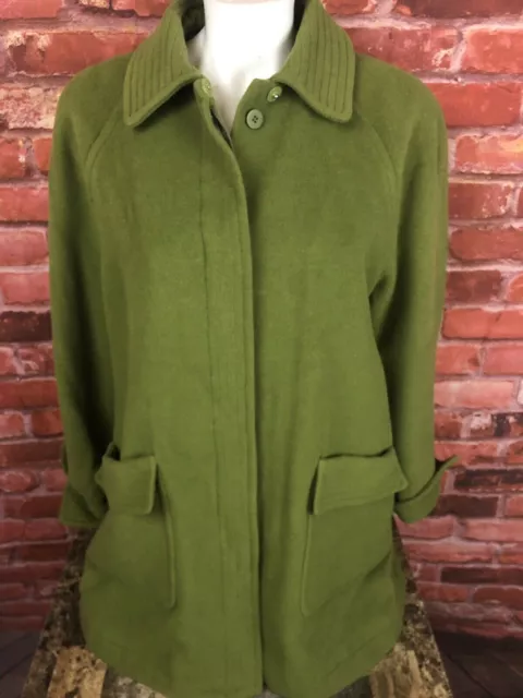 Vintage Oscar De La Renta Sz 12 Coat Jacket Avocado Green Wool Angora Blend