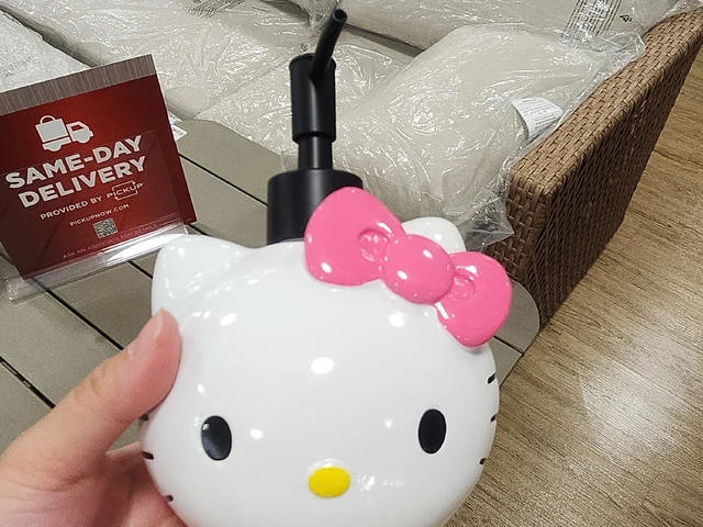 SANRIO HELLO KITTY CERAMIC SOAP BOTTLE DISPENSER BOW Lotion Syrup For Coffee Bar