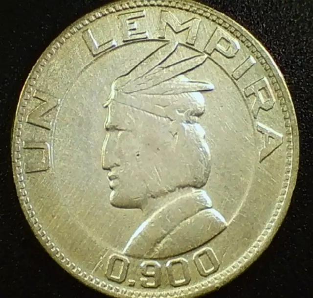 1937 Honduras 1 Un Lempira Silver Coin 0.900