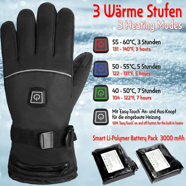 BRUBAKER Gants Chauffant Électrique Rechargeable Imperméable Sport Hiver Moto 3