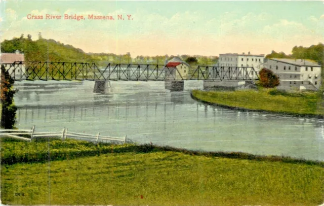 A View Of The Grass River Bridge, Massena, New York NY 1914