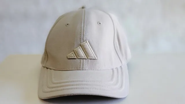 Adidas Sport Baseball Cap Fitted Medium 7 1/8  Off White Embroidered Hat