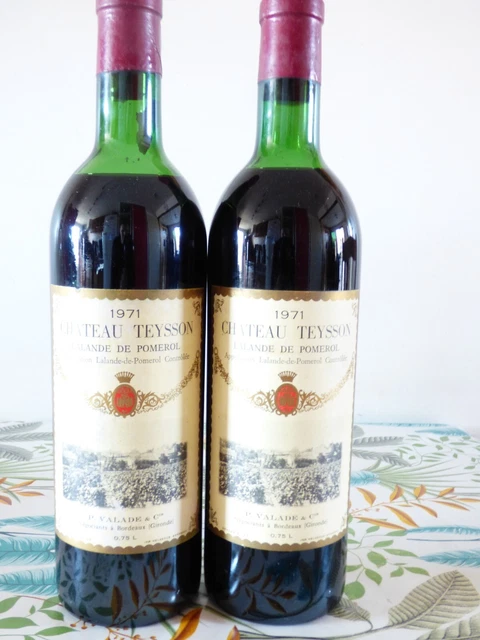 lot de 2 bouteilles chateau teysson lalande de pommerol 1971