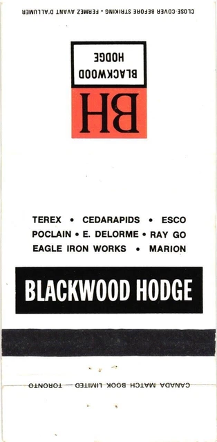 Montreal Quebec Matagami Canada Blackwood Hodge Vintage Matchbook Cover
