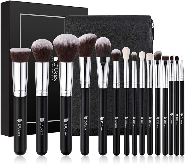 Pennelli Make Up Professionali , Set da 15 Pz con Custodia