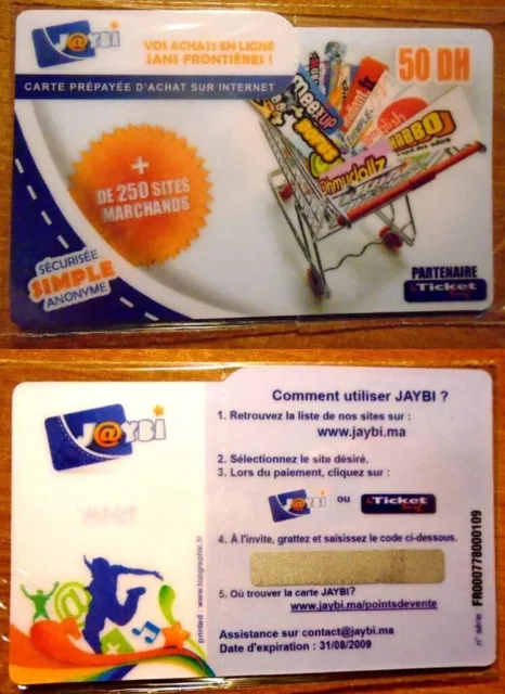 Ticket Surf – J@Ybi Maroc – 50 Dh – Neuf – 31/08/2009