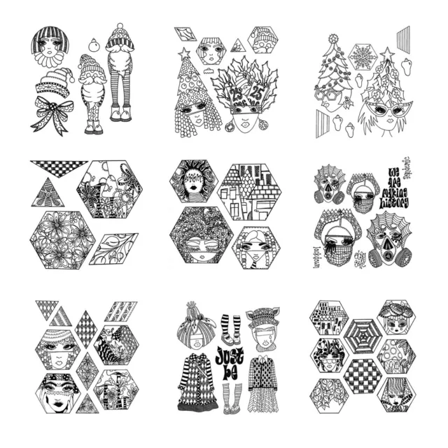 Geometric Girls Face Clear Rubber Stamps for Diy Stamping Seal Craft Cardmaking