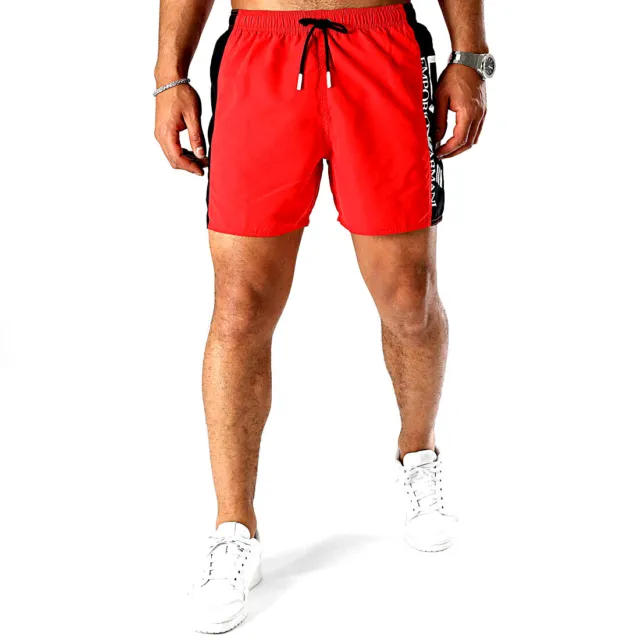 Emporio Armani Ea7 902000 3R728 Man Woven Boxer Beachwear Costume Uomo Rosso