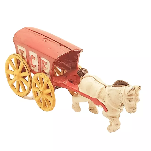 Cast Iron Horse Drawn Ice Wagon Vintage