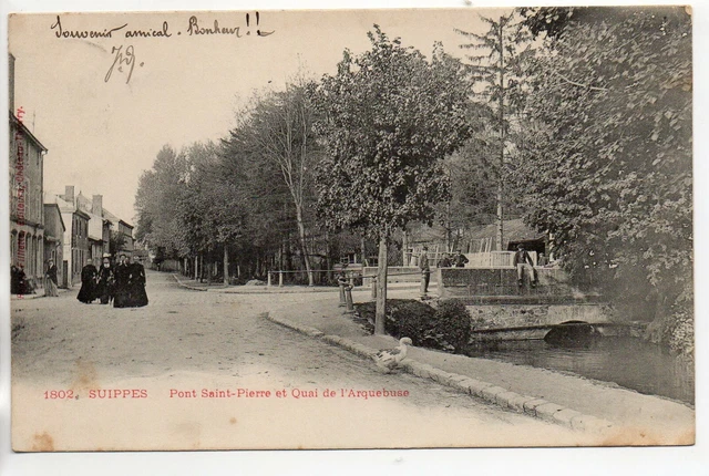 SUIPPES - Marne - CPA 51 - pont St Pierre et quai de l' Arquebuse