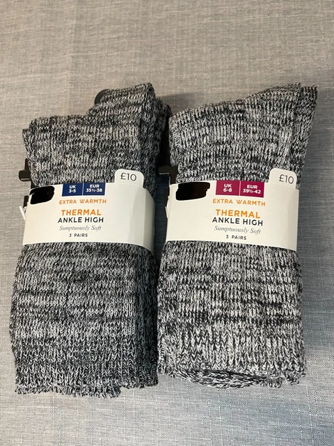 MARKS & SPENCER Ladies 3 Pack Soft Thermal High Ankle Socks Sizes 3-5 & 6-8